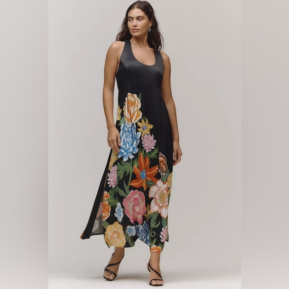 NWT! Floral By Anthropologie Sleeveless Linen Blend Maxi Dress -Size Small 🗝️ - Picture 1 of 4